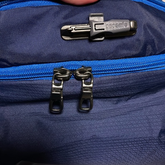 Pacsafe Dark Blue Backpack with Bright Blue Accents - Picture 9 of 13